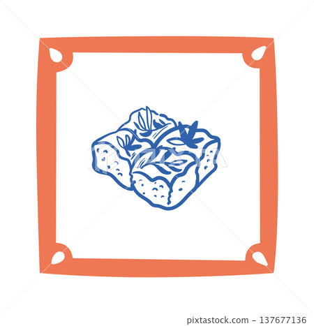 Focaccia Slice Emblem Linework Focaccia Slice Emblem Linework 137677136