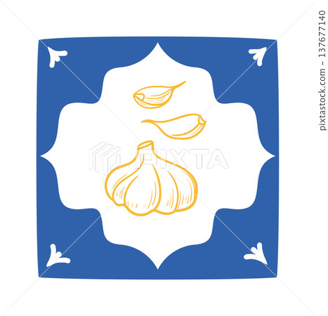 Garlic Bulb With Clove Linework Garlic Bulb With Clove Linework 137677140