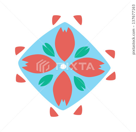 Flower Motif In Geometric Badge Flower Motif In Geometric Badge 137677163