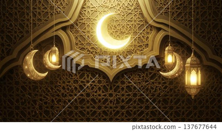 Elegant bat shaped chandelier with crescent moon and hanging lanterns in gothic decor warm lighting 137677644