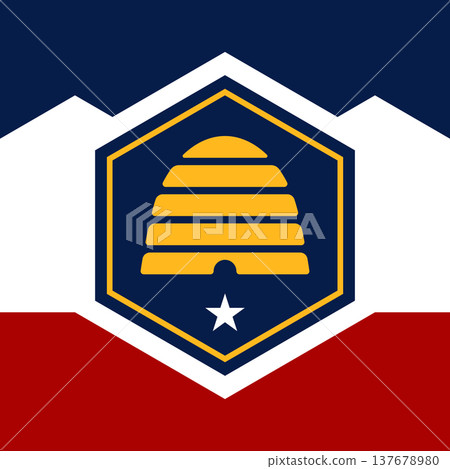 Utah state square flag. Part of The United States of America. Clean design for print, web, or educational use. Vector illustration. 137678980