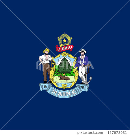 Maine state square flag. Part of The United States of America. Clean design for print, web, or educational use. Vector illustration. Maine state square flag. Part of The United States of America. Clean design for print, web, or educational use. Vector illustration. 137678981