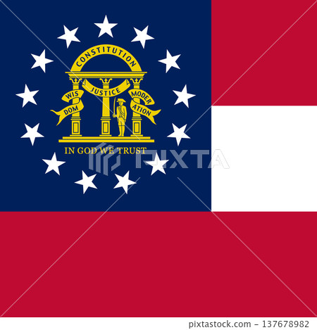 Georgia state square flag. Part of The United States of America. Clean design for print, web, or educational use. Vector illustration. 137678982