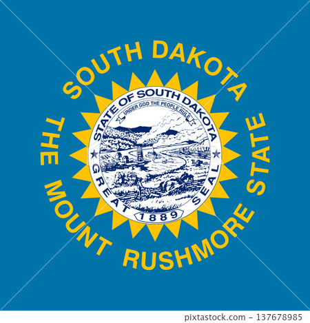 South Dakota state square flag. Part of The United States of America. Clean design for print, web, or educational use. Vector illustration. 137678985