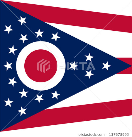 Ohio state square flag. Part of The United States of America. Clean design for print, web, or educational use. Vector illustration. 137678993