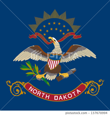 North Dakota state square flag. Part of The United States of America. Clean design for print, web, or educational use. Vector illustration. 137678994