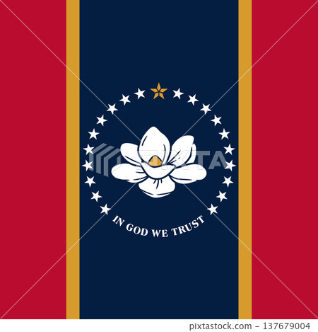 Mississippi state square flag. Part of The United States of America. Clean design for print, web, or educational use. Vector illustration. 137679004