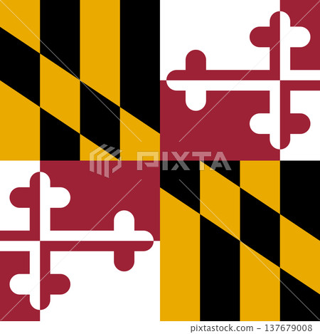 Maryland state square flag. Part of The United States of America. Clean design for print, web, or educational use. Vector illustration. 137679008