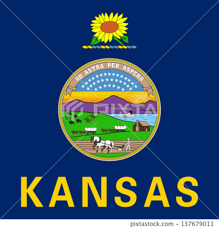 Kansas state square flag. Part of The United States of America. Clean design for print, web, or educational use. Vector illustration. 137679011