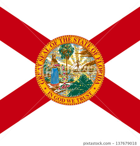 Florida state square flag. Part of The United States of America. Clean design for print, web, or educational use. Vector illustration. Florida state square flag. Part of The United States of America. Clean design for print, web, or educational use. Vector illustration. 137679018