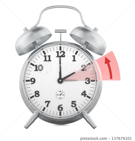 Alarm clock set back for daylight saving time end. 3D rendering Alarm clock set back for daylight saving time end. 3D rendering 137679101