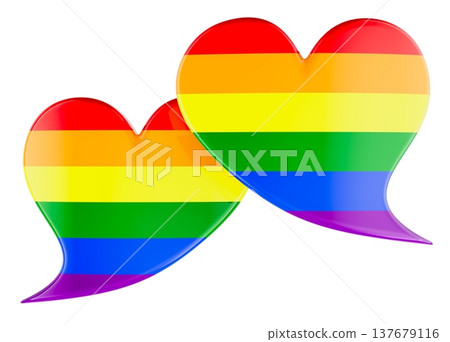 Rainbow heart speech bubbles for lgbt communication. 3d rendering Rainbow heart speech bubbles for lgbt communication. 3d rendering 137679116