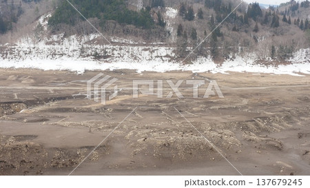 Miboro Dam: The lakebed has been revealed. Miboro Dam: The lakebed has been revealed. 137679245