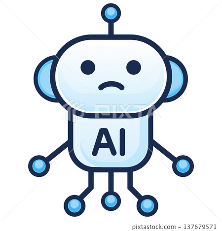 Simple icon illustration of an AI robot character, pattern 3 Simple icon illustration of an AI robot character, pattern 3 137679571
