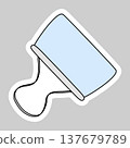 Sticker with metal binder clip for holding sheets of paper together, doodle style vector 137679789