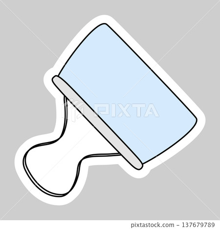 Sticker with metal binder clip for holding sheets of paper together, doodle style vector Sticker with metal binder clip for holding sheets of paper together, doodle style vector 137679789