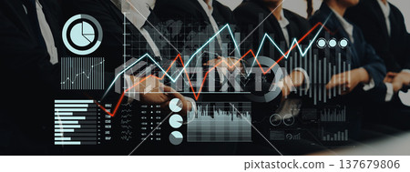 Business Professionals Analyzing Data Trends with Graphs and Charts in Modern Office Setting, Focus on Financial Analysis and Growth Strategies Scalp Business Professionals Analyzing Data Trends with Graphs and Charts in Modern Office Setting, Focus on Financial Analysis and Growth Strategies Scalp 137679806