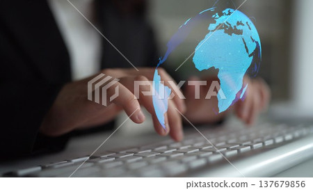Global network connection visualization showing data exchange Thunk 137679856