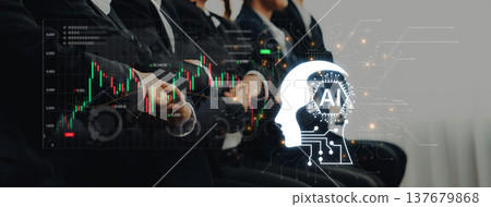 AI Algorithmic Trading Bot Interface with Stock Market Charts. Corpus 137679868