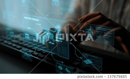 Electric Vehicle Technical Blueprint and Smart Power Monitoring Marrow 137679885