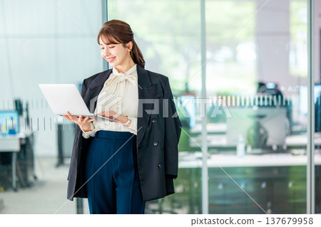 Young businesswoman working on a laptop in the office 137679958