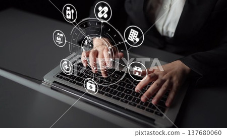 Online pharmacy icons for digital healthcare and medical services Funnel 137680060