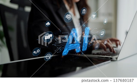 AI Brain Processing Data with Generative Artificial Intelligence Concept Muxer 137680187