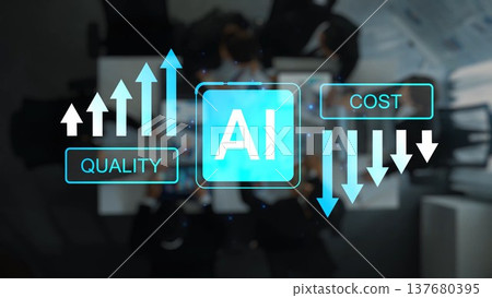 Visual Representation of AI Impact on Business Metrics Showing Quality Improvement and Cost Reduction with Graphic Elements on a Professional Setting Gluon Visual Representation of AI Impact on Business Metrics Showing Quality Improvement and Cost Reduction with Graphic Elements on a Professional Setting Gluon 137680395