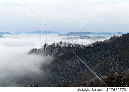 Winter sea of clouds and Bitchu Matsuyama Castle (castle in the sky) 25232 137680778