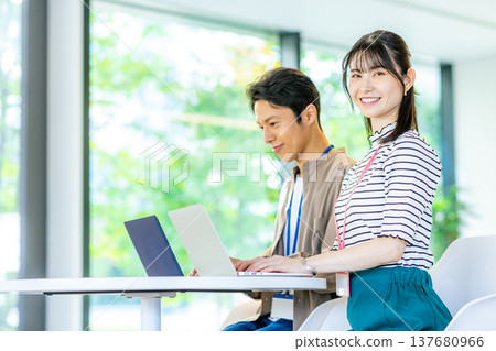 Business scene using a computer in the office 137680966
