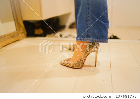 A woman wearing expensive high heels A woman wearing expensive high heels 137681753