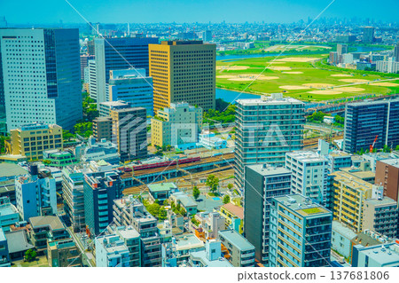Riverside buildings in Kawasaki City 137681806