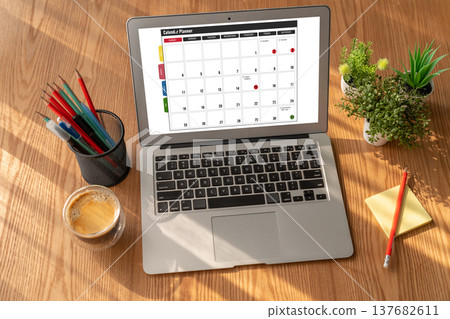 Calendar on computer software application for modish schedule planning 137682611