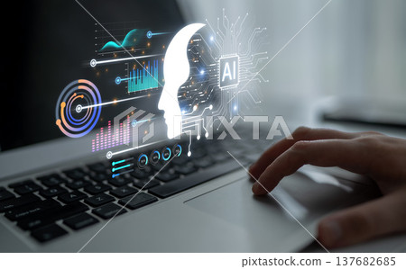 AI mind and analytics concept with neural circuits and performance charts. Corpus AI mind and analytics concept with neural circuits and performance charts. Corpus 137682685