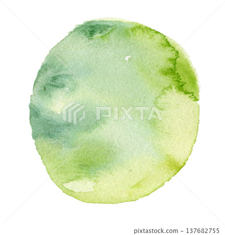 水彩圓形背景素材 | 綠色水彩模糊圓圈 137682755