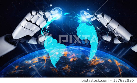 AI visualizes global data flow and digital connectivity Thunk AI visualizes global data flow and digital connectivity Thunk 137682850