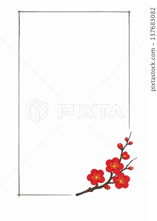 AI 生成的簡單邊框,白色背景上點綴著紅色梅花,日式設計素材,留有文字空間。 AI 生成的簡單邊框,白色背景上點綴著紅色梅花,日式設計素材,留有文字空間。 137683082