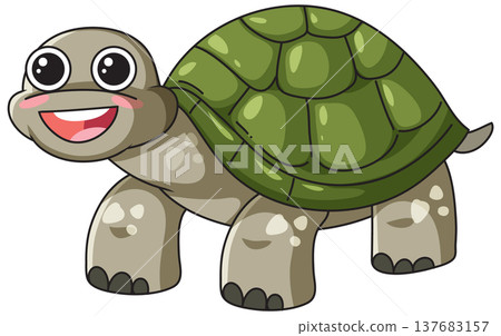 Cute Cartoon Green Turtle Vector Illustration Isolated on White Background Cute Cartoon Green Turtle Vector Illustration Isolated on White Background 137683157