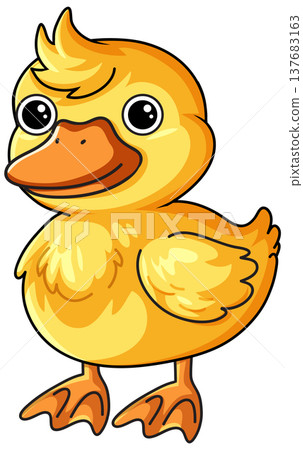 Cute Yellow Duckling Vector Illustration Isolated on White Background Cute Yellow Duckling Vector Illustration Isolated on White Background 137683163