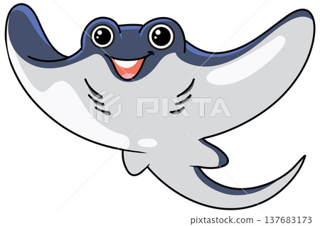 Cute Cartoon Stingray Vector Illustration Isolated on White Background Cute Cartoon Stingray Vector Illustration Isolated on White Background 137683173