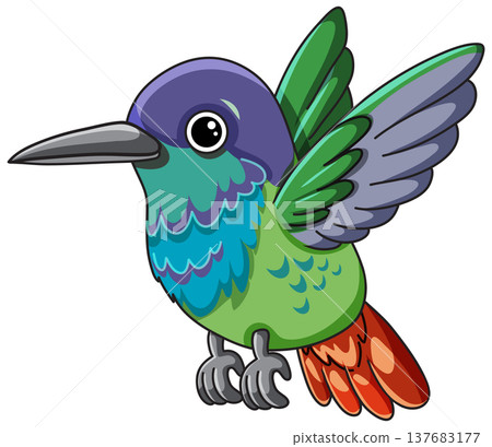 Cute Colorful Hummingbird Vector Illustration Isolated on White Background Cute Colorful Hummingbird Vector Illustration Isolated on White Background 137683177