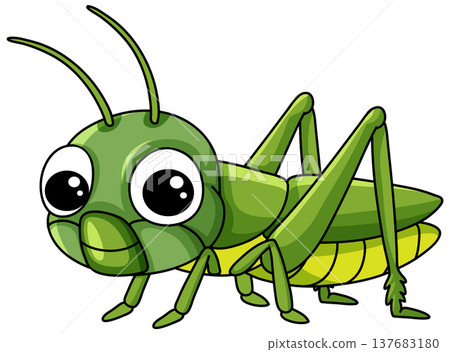 Cute Green Grasshopper Vector Illustration Isolated on White Background Cute Green Grasshopper Vector Illustration Isolated on White Background 137683180