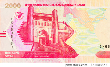 Uzbekistan authorized 2000 som banknote widely used for cash payments of Ozbekiston Respublikasi 137683345