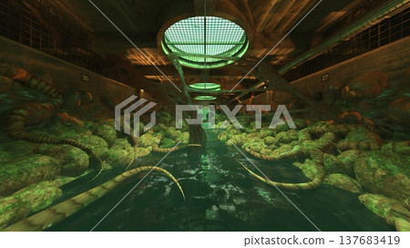 A hallway under attack by aliens A hallway under attack by aliens 137683419