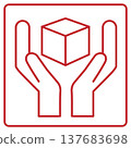 Handle with care. (Red line icon indicating support for the package) 137683698
