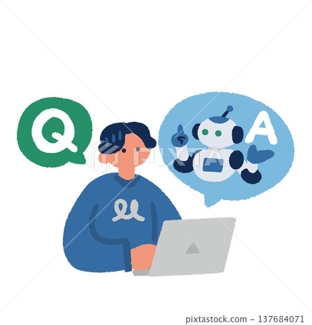 AI聊天－一名男子向人工智慧提問 137684071