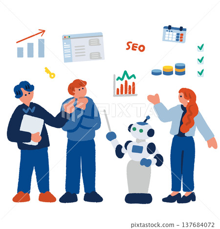 一位商人運用人工智慧(AI)的實例。 一位商人運用人工智慧(AI)的實例。 137684072