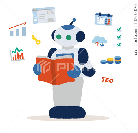 人工智慧（AI）從數據中學習的示意圖。 137684076