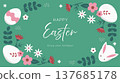 Easter design: Frame with flowers, rabbits, and eggs 137685178