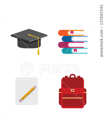 Academic Icons Set for Education and Graduation Stock Illustration. 137685542